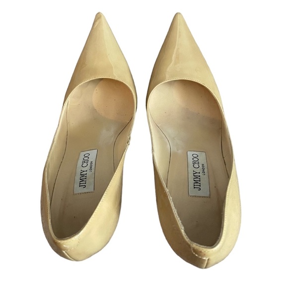 Jimmy Choo Pointed Toe Nude Patent Pumps Size 38 1/2 - Picture 2 of 10